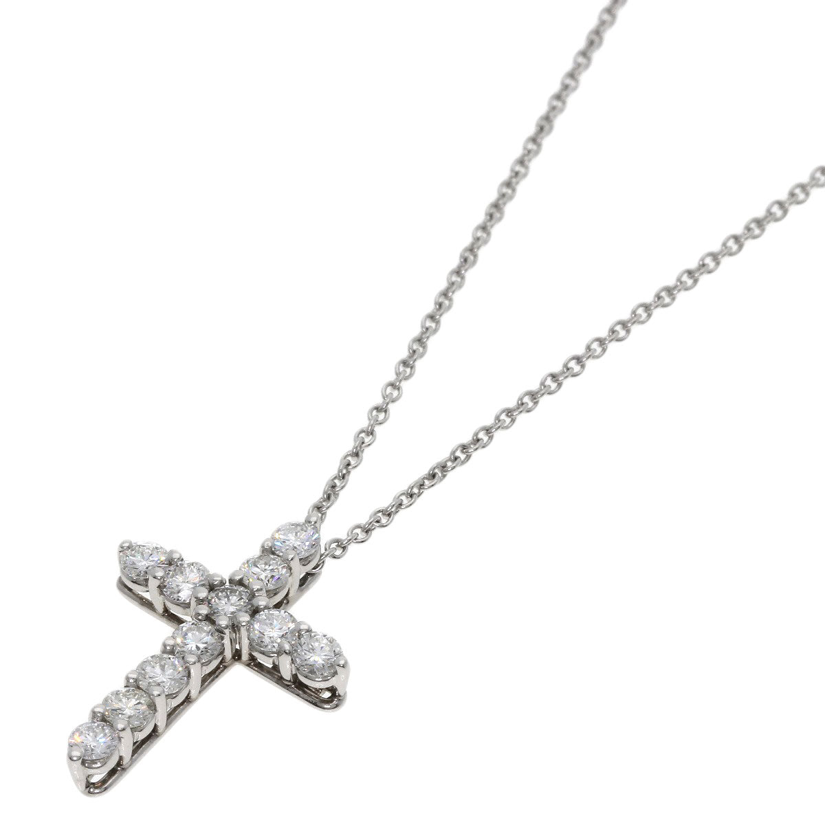 TIFFANY&Co. Small cross diamond Necklace Platinum PT950 Ladies [Used]