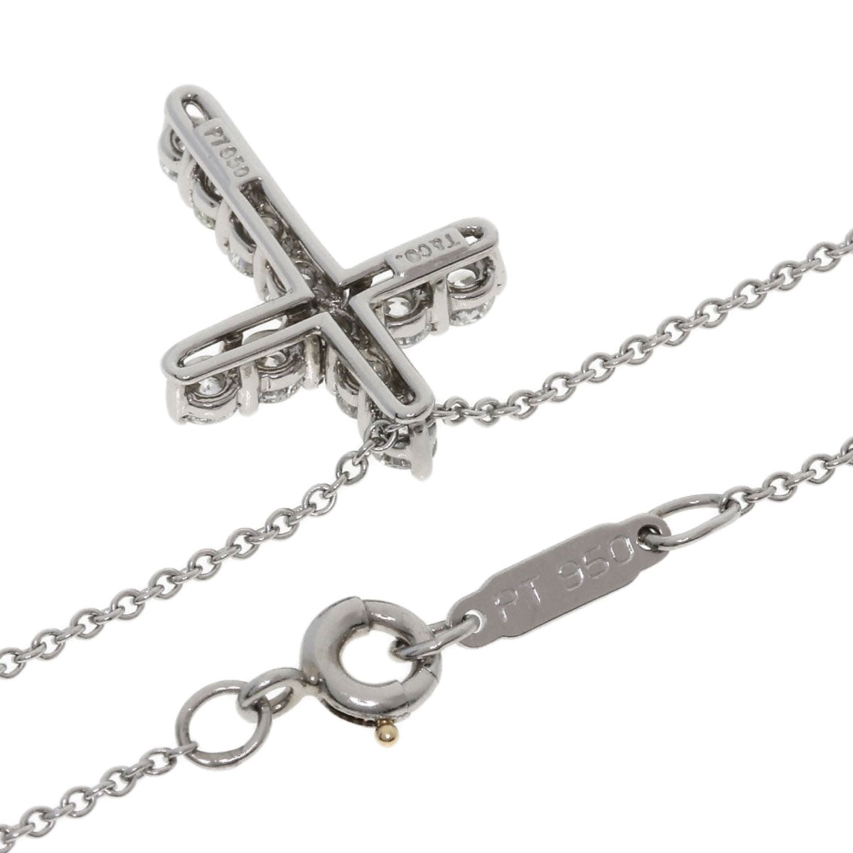 TIFFANY&Co. Small cross diamond Necklace Platinum PT950 Ladies [Used]