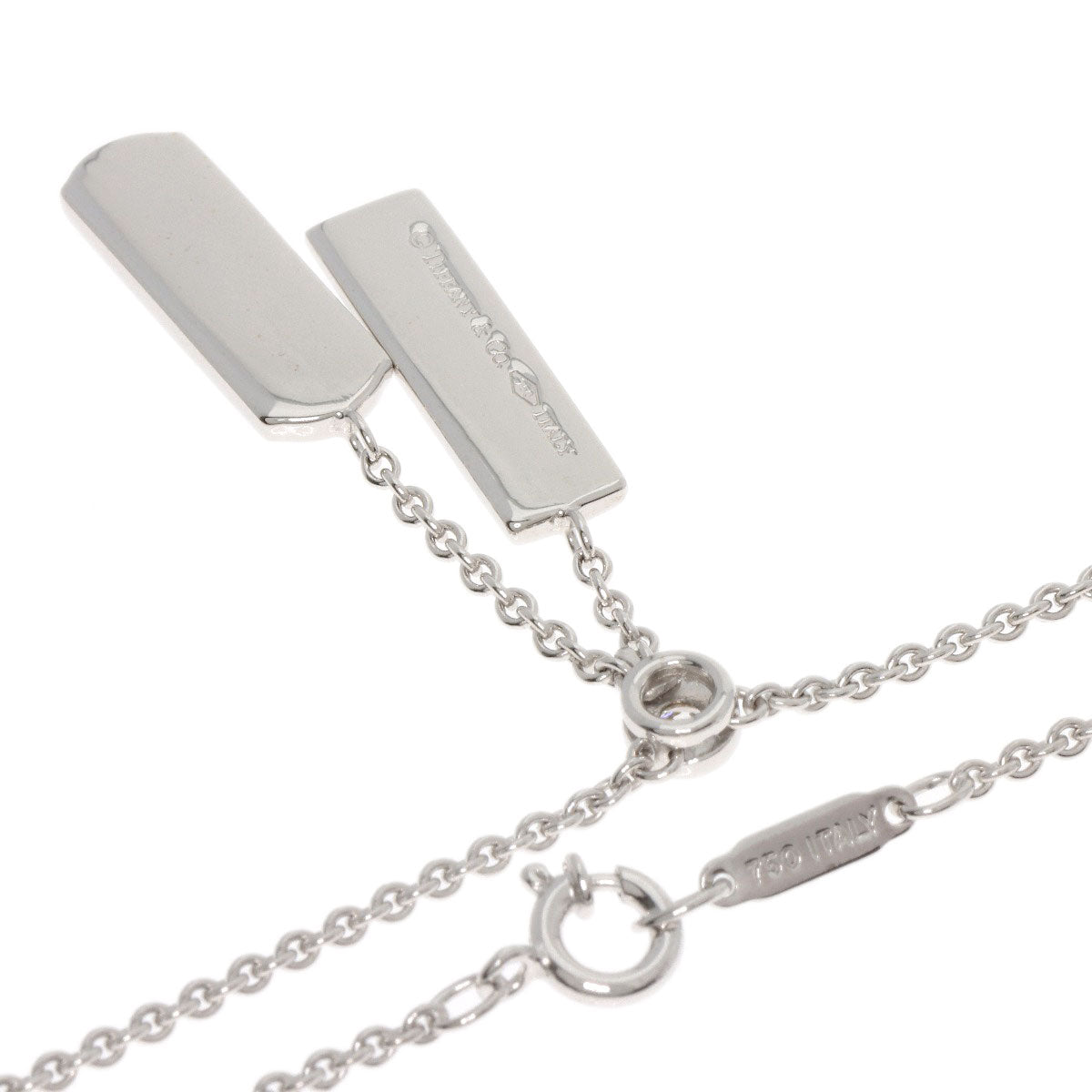 TIFFANY&Co. 1837 bar Diamond Necklace K18 White Gold Ladies [Used]