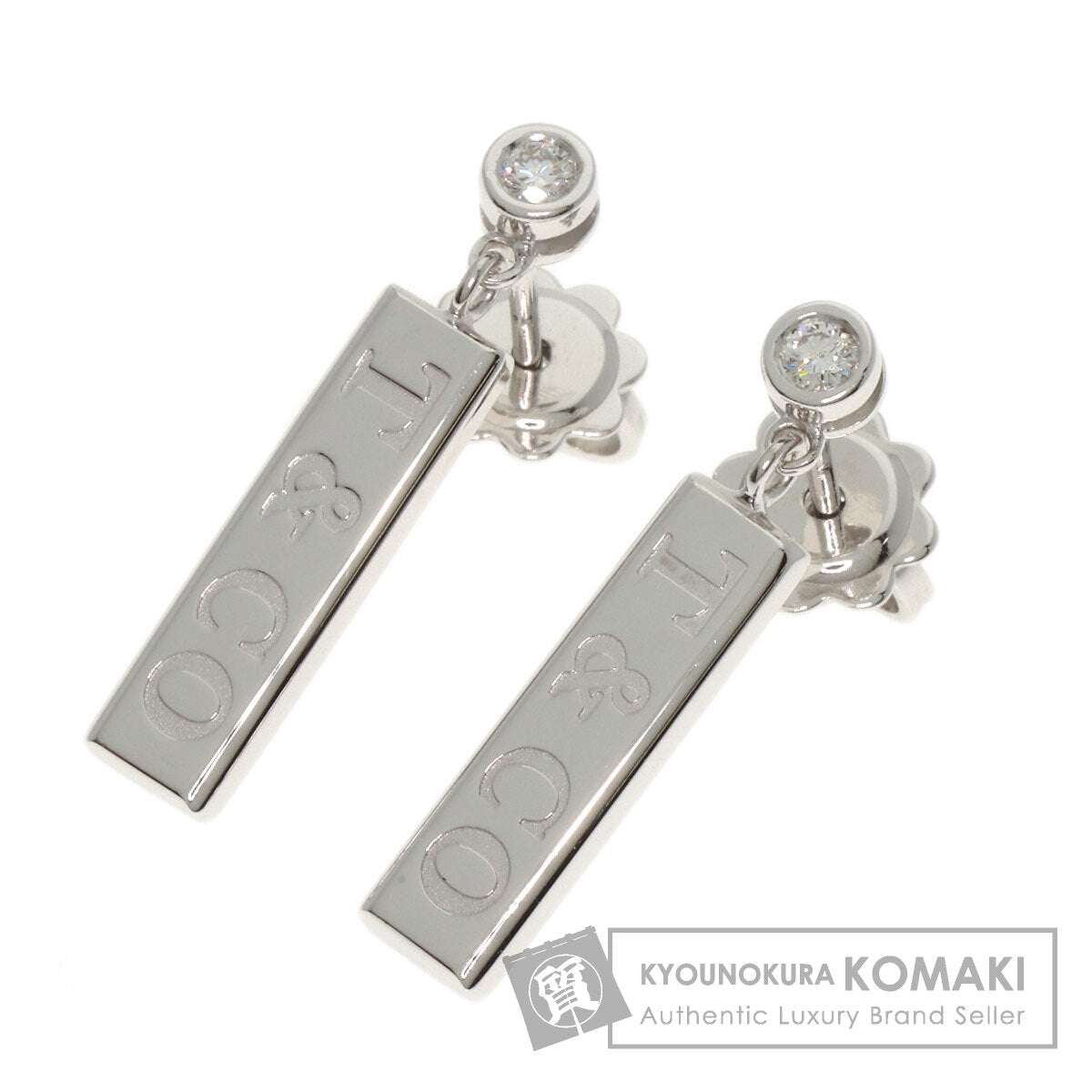 TIFFANY&Co. 1837 Bar Drop Diamond earring K18 White Gold Ladies [Used]