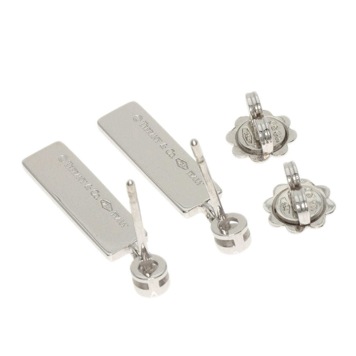 TIFFANY&Co. 1837 Bar Drop Diamond earring K18 White Gold Ladies [Used]