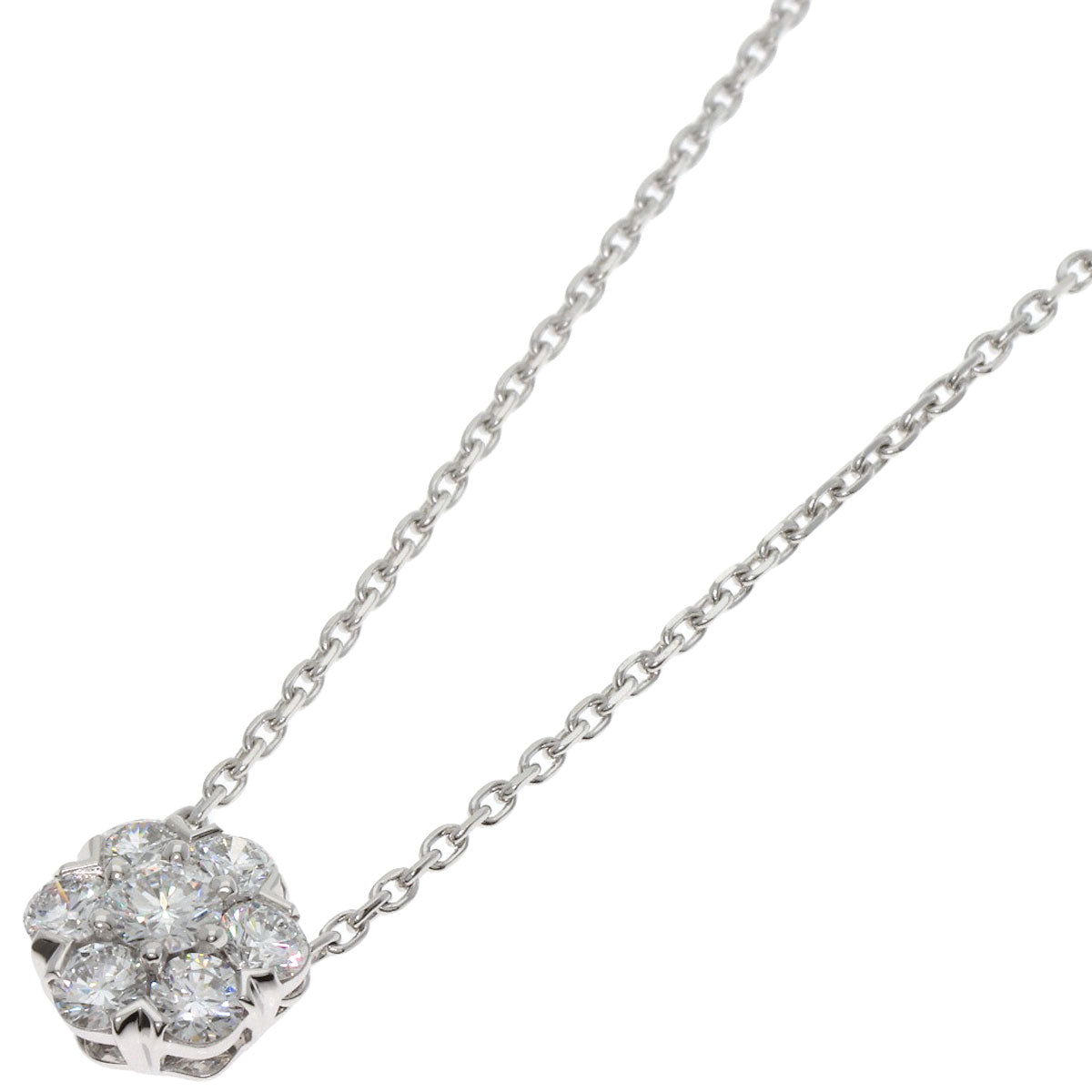 Van Cleef & Arpels Fleurette Large Model Diamond Necklace K18 White Gold Ladies [Used]