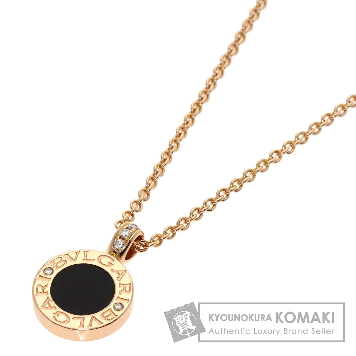 BVLGARI BVLGARI Onyx White Shell Diamond Necklace K18 Pink Gold Ladies [Used]