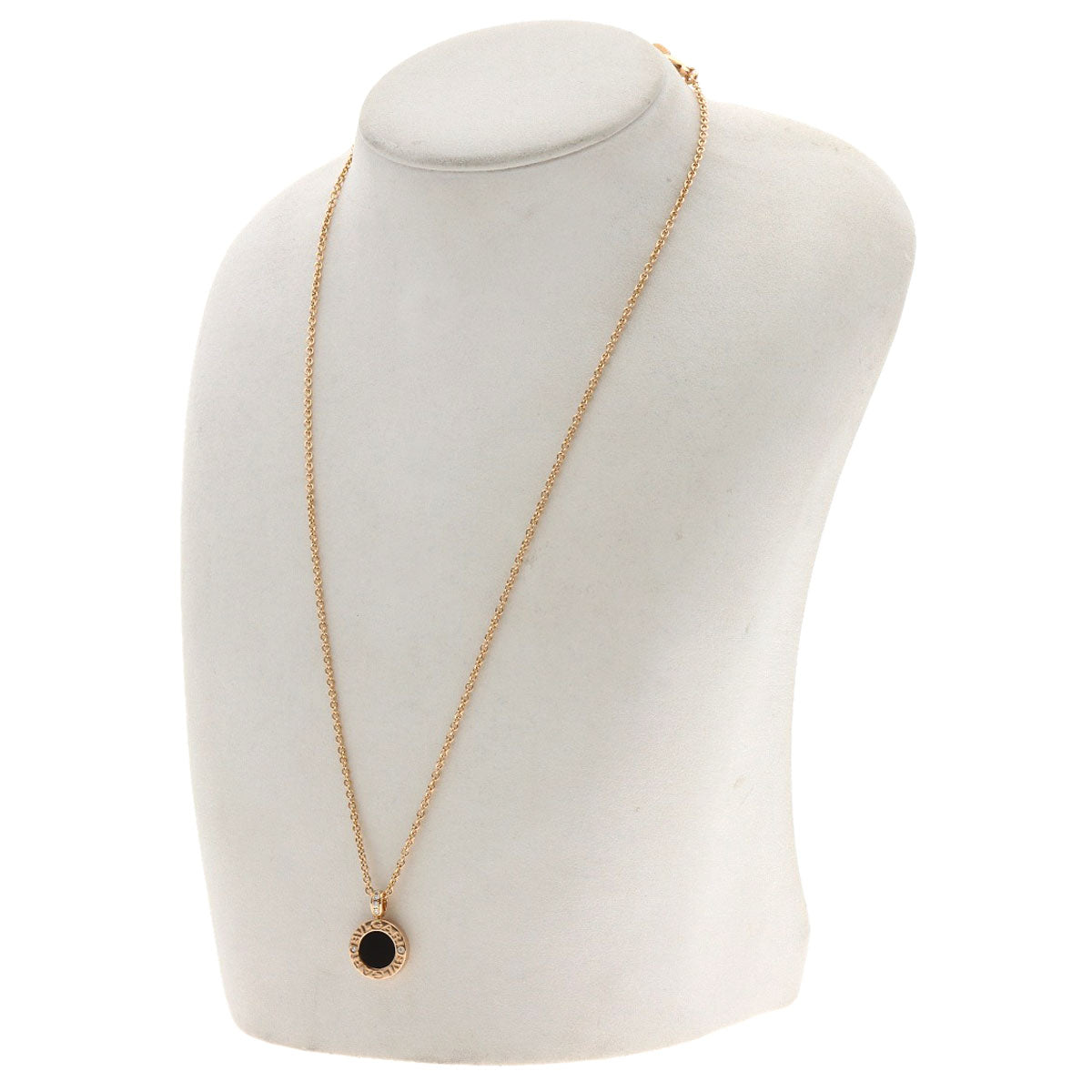 BVLGARI BVLGARI Onyx White Shell Diamond Necklace K18 Pink Gold Ladies [Used]