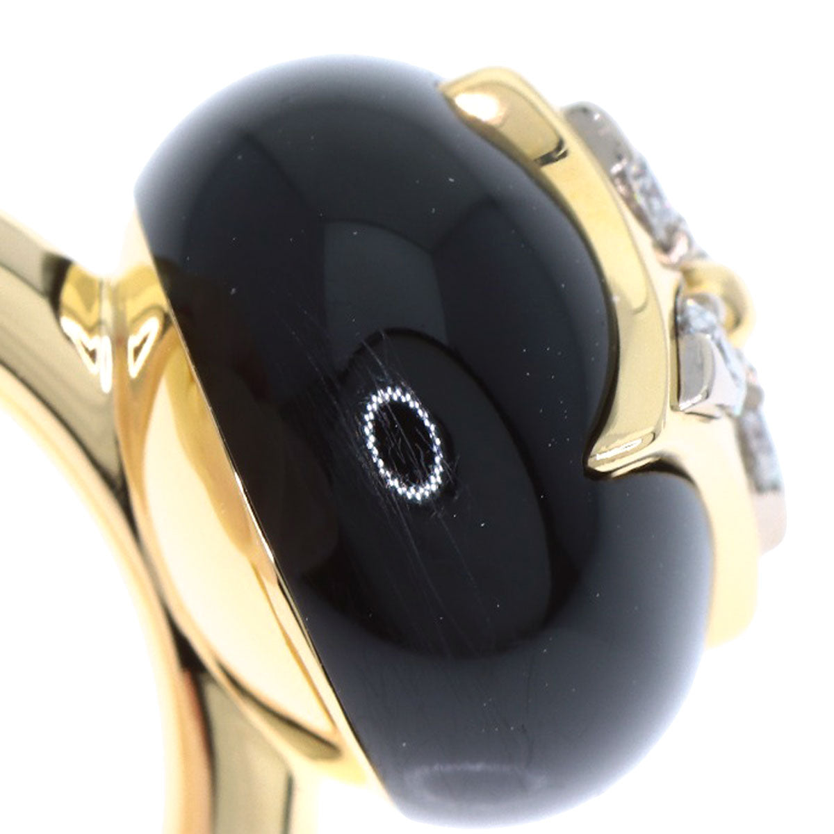 LOUIS VUITTON Blossom Onyx Diamond #49 Ring K18 Yellow Gold Ladies [Used]