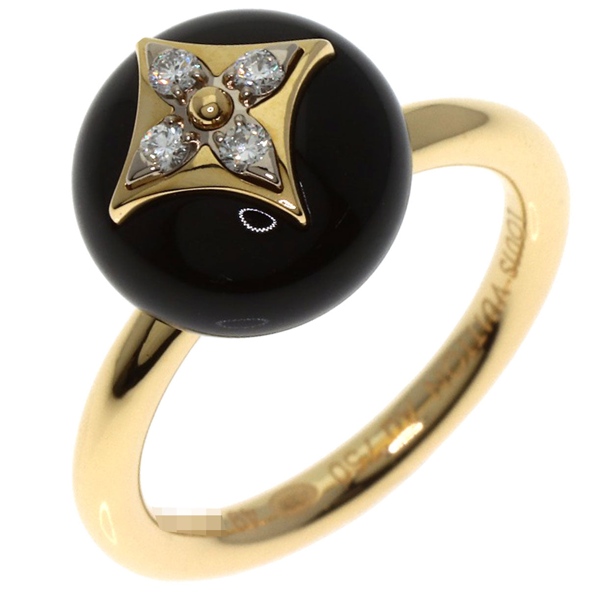 LOUIS VUITTON Blossom Onyx Diamond #49 Ring K18 Yellow Gold Ladies [Used]