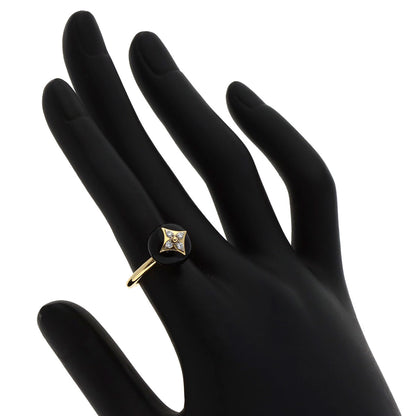 LOUIS VUITTON Blossom Onyx Diamond #49 Ring K18 Yellow Gold Ladies [Used]