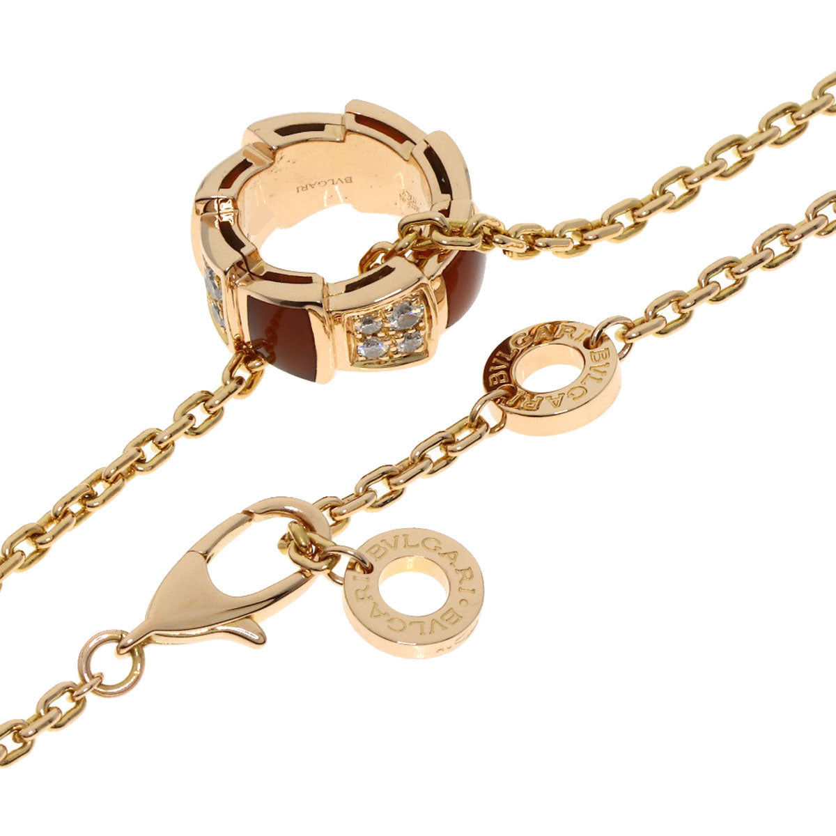 BVLGARI Serpenti Carnelian Diamond Necklace K18 Pink Gold Ladies [Used]