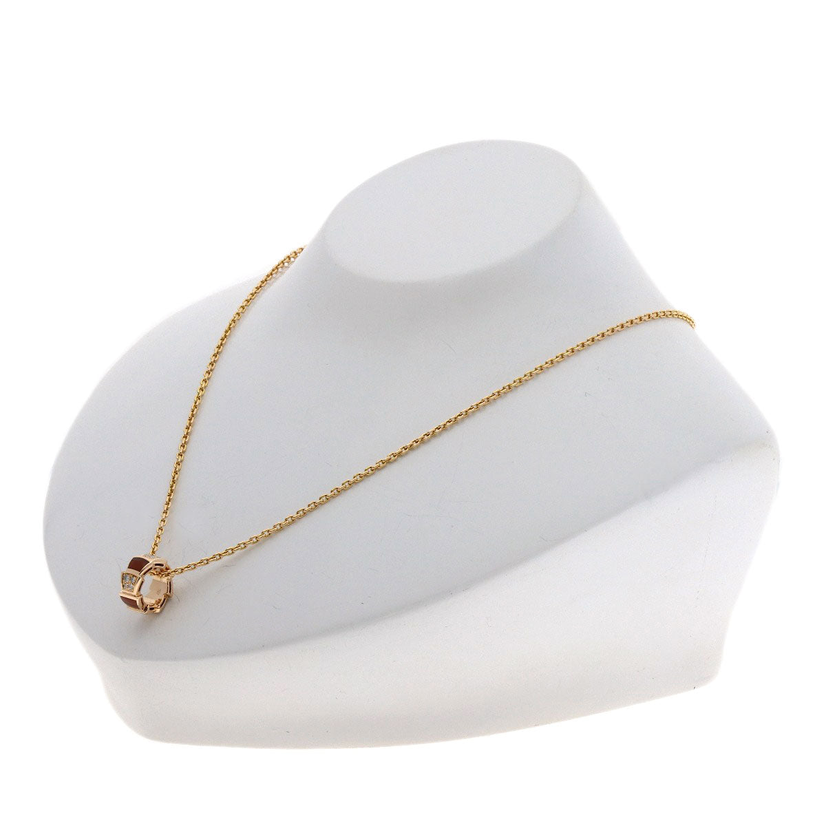 BVLGARI Serpenti Carnelian Diamond Necklace K18 Pink Gold Ladies [Used]