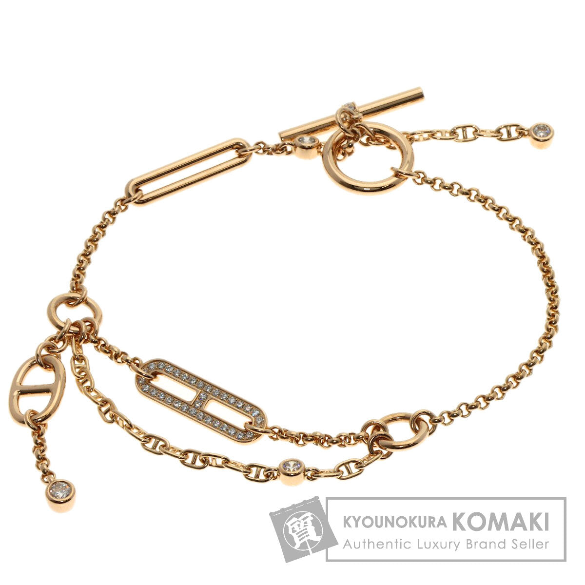HERMES Shane Dunkle Chaos Diamond Bracelet K18 Pink Gold Ladies [Used]