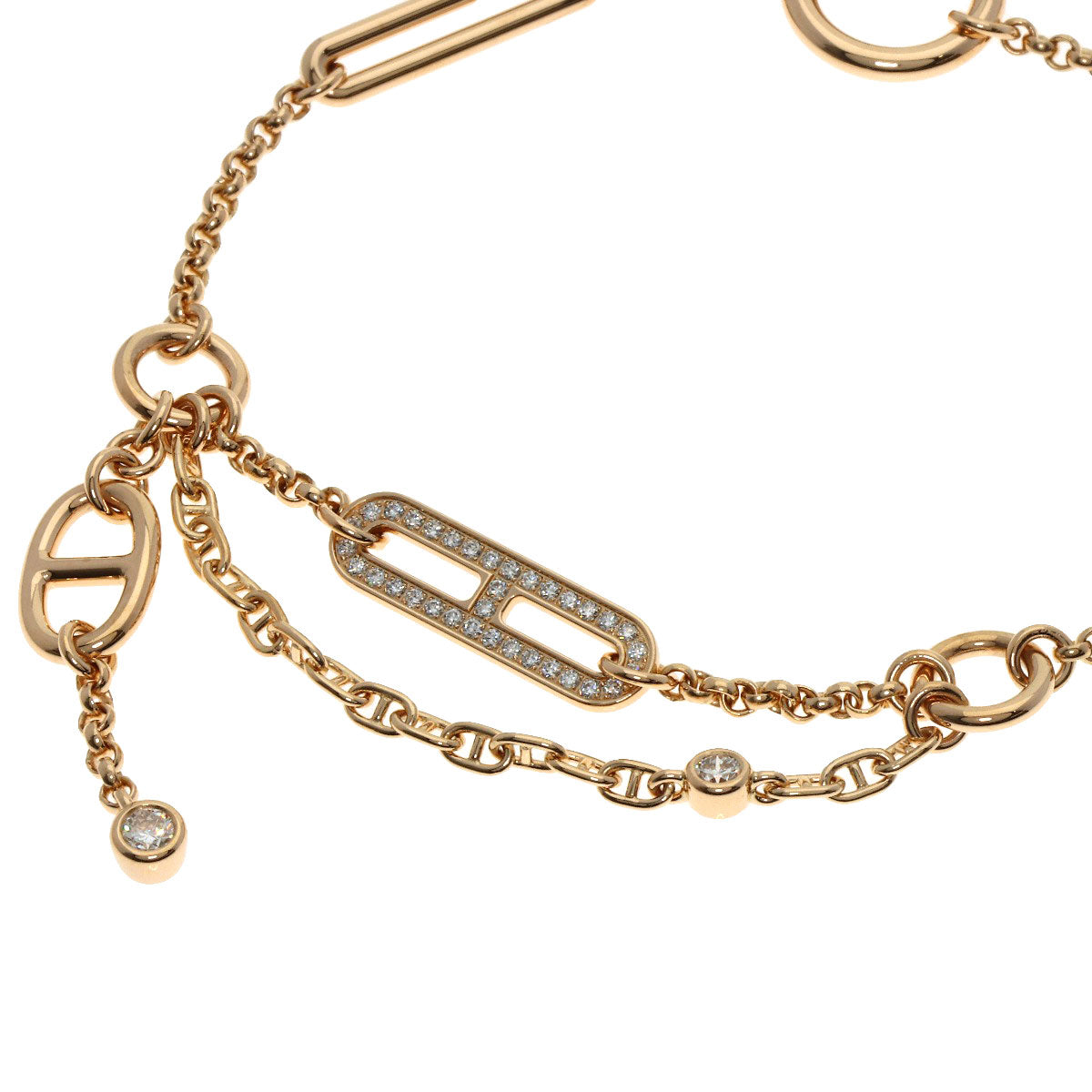 HERMES Shane Dunkle Chaos Diamond Bracelet K18 Pink Gold Ladies [Used]