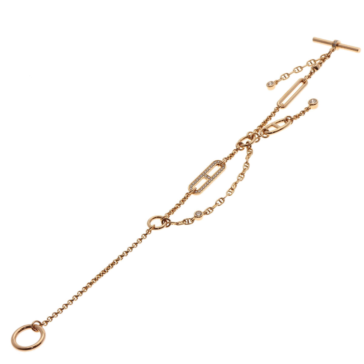 HERMES Shane Dunkle Chaos Diamond Bracelet K18 Pink Gold Ladies [Used]