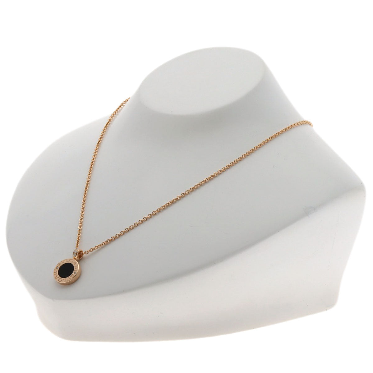 BVLGARI BVLGARI Onyx White Shell Diamond Necklace K18 Pink Gold Ladies [Used]