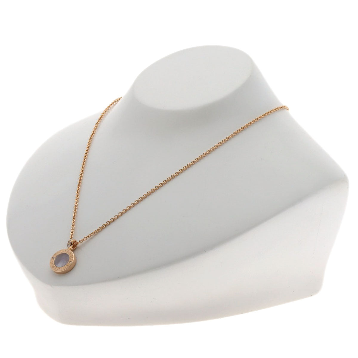 BVLGARI BVLGARI Onyx White Shell Diamond Necklace K18 Pink Gold Ladies [Used]