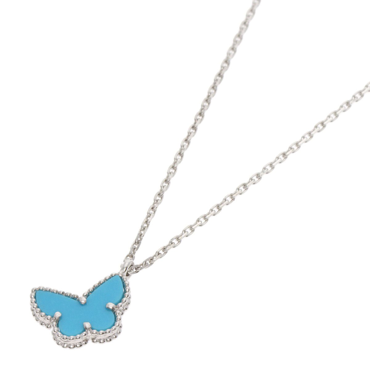 Van Cleef & Arpels Sweet Papillon Turquoise Necklace K18 White Gold Ladies [Used]
