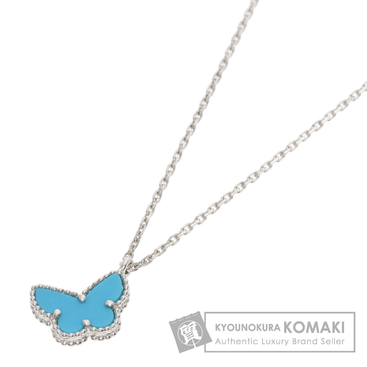Van Cleef & Arpels Sweet Papillon Turquoise Necklace K18 White Gold Ladies [Used]