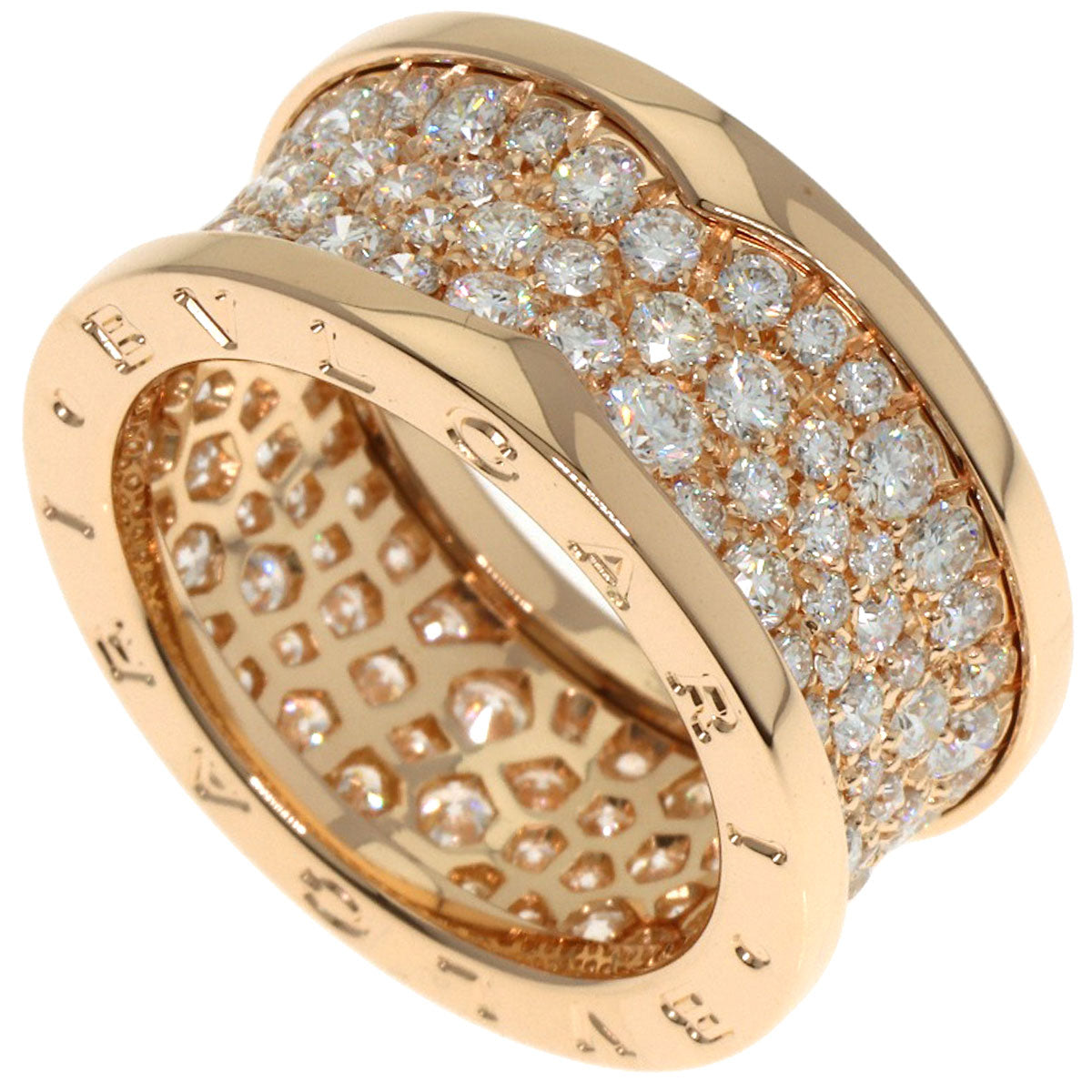 BVLGARI B.zero1 Full Pave Diamond #54 Ring K18 Pink Gold Ladies [Used]
