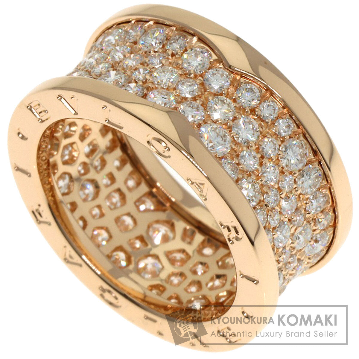 BVLGARI B.zero1 Full Pave Diamond #54 Ring K18 Pink Gold Ladies [Used]