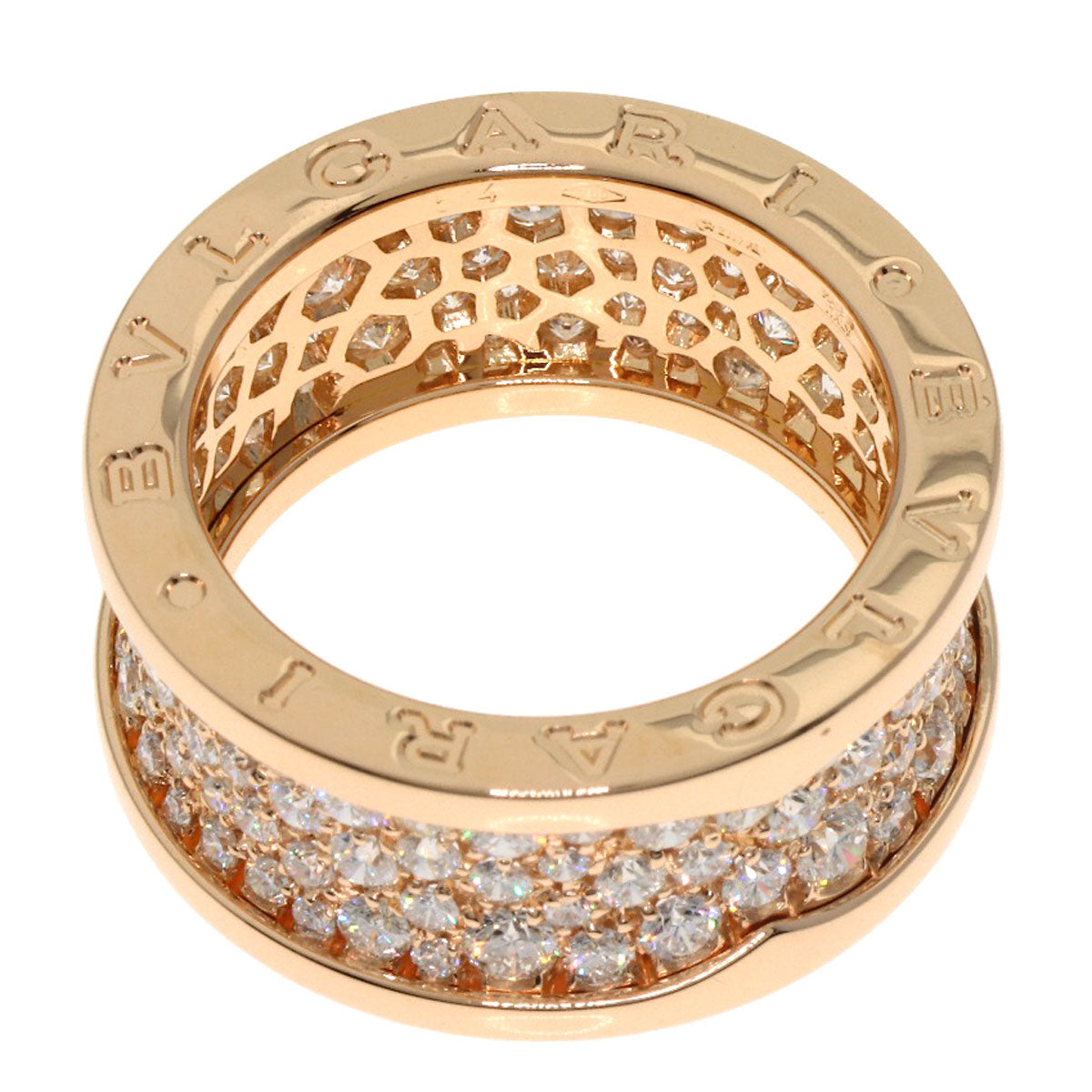 BVLGARI B.zero1 Full Pave Diamond #54 Ring K18 Pink Gold Ladies [Used]