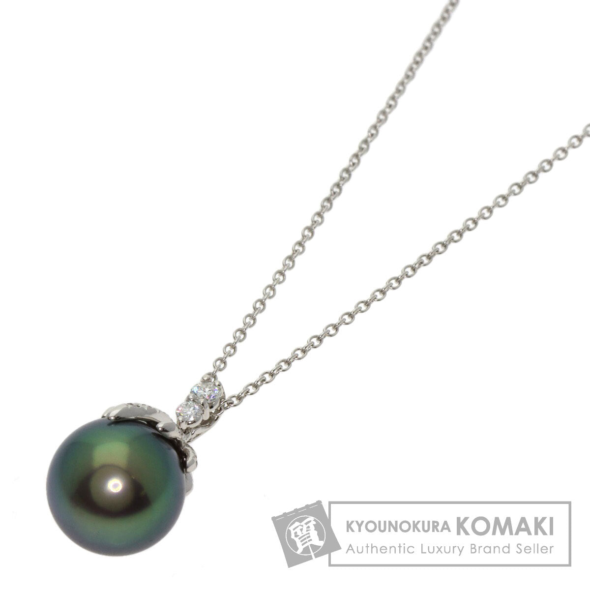 TIFFANY&Co. Fireworks Black Pearl Pearl Diamond Necklace Platinum PT950 Ladies [Used]