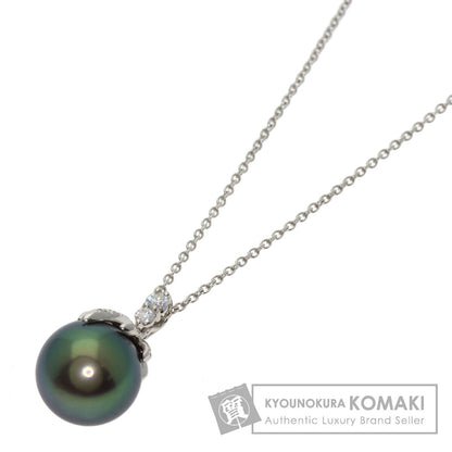 TIFFANY&Co. Fireworks Black Pearl Pearl Diamond Necklace Platinum PT950 Ladies [Used]