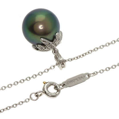 TIFFANY&Co. Fireworks Black Pearl Pearl Diamond Necklace Platinum PT950 Ladies [Used]