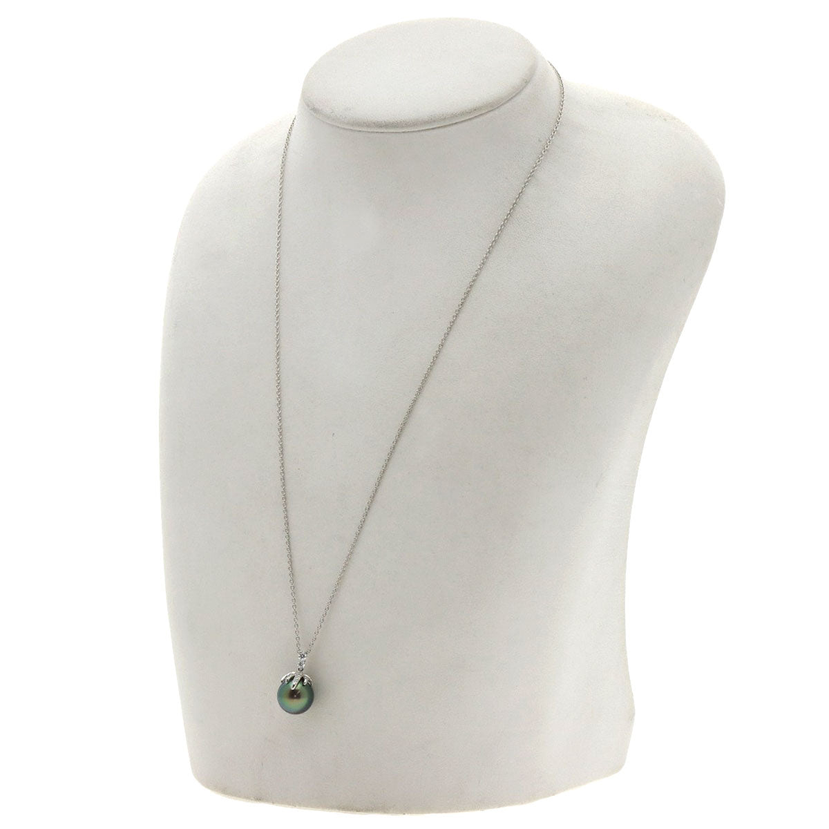 TIFFANY&Co. Fireworks Black Pearl Pearl Diamond Necklace Platinum PT950 Ladies [Used]