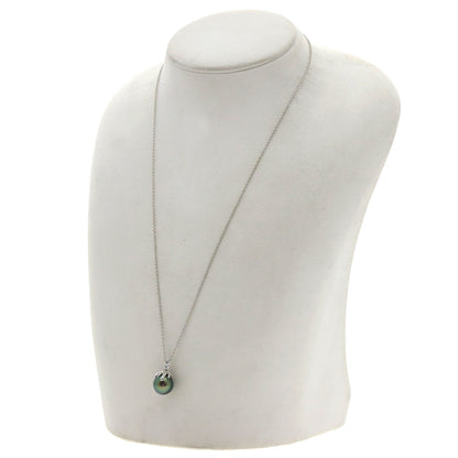 TIFFANY&Co. Fireworks Black Pearl Pearl Diamond Necklace Platinum PT950 Ladies [Used]
