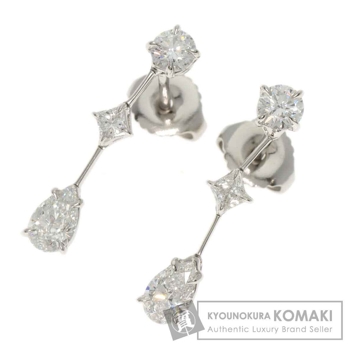 HARRY WINSTON Three Stone Wire Drop Diamond earring Platinum PT950 Ladies [Used]