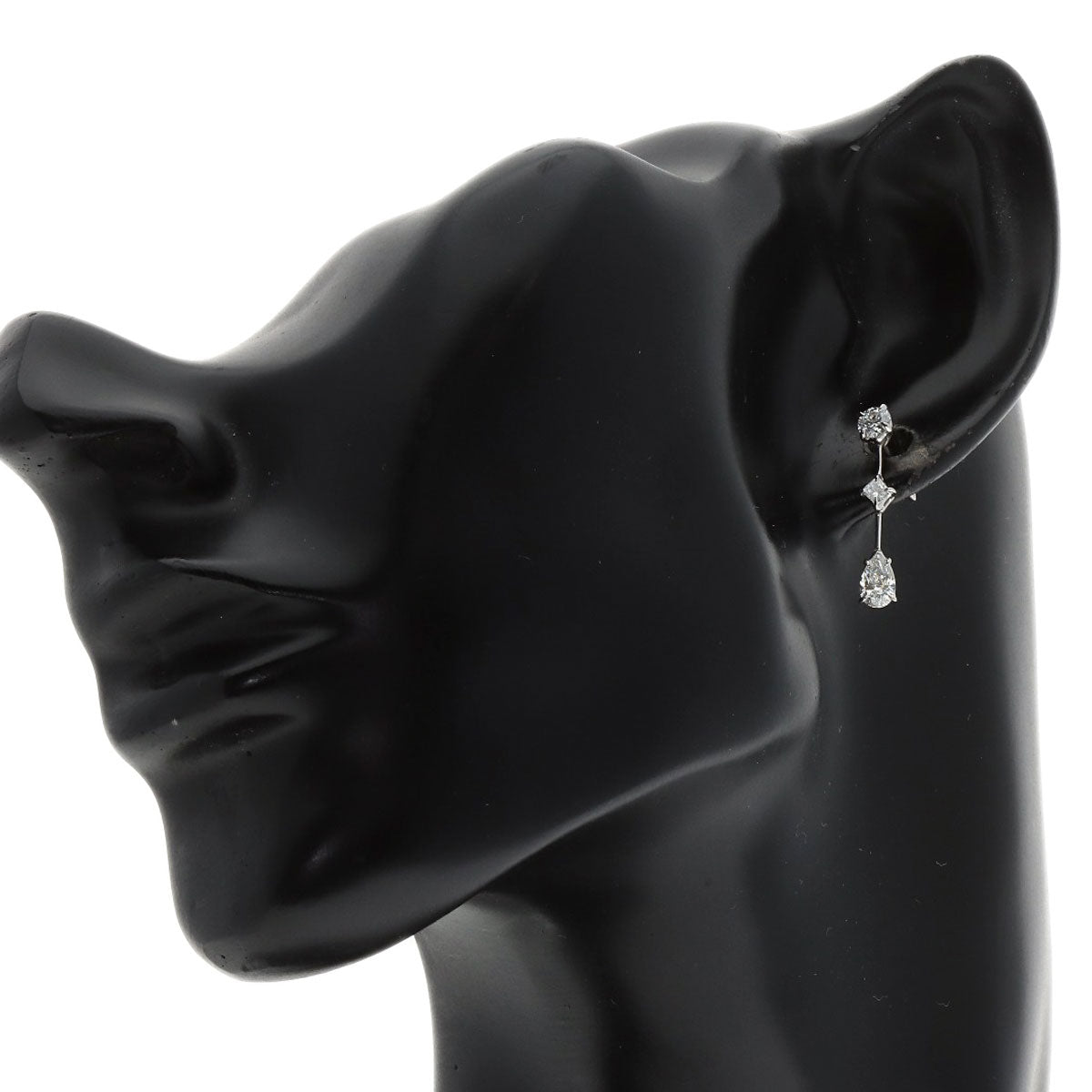 HARRY WINSTON Three Stone Wire Drop Diamond earring Platinum PT950 Ladies [Used]