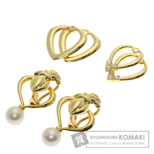 MIKIMOTO Diamond Pearl Pearl replacement charm included Earring K18 Yellow Gold Ladies [Used]