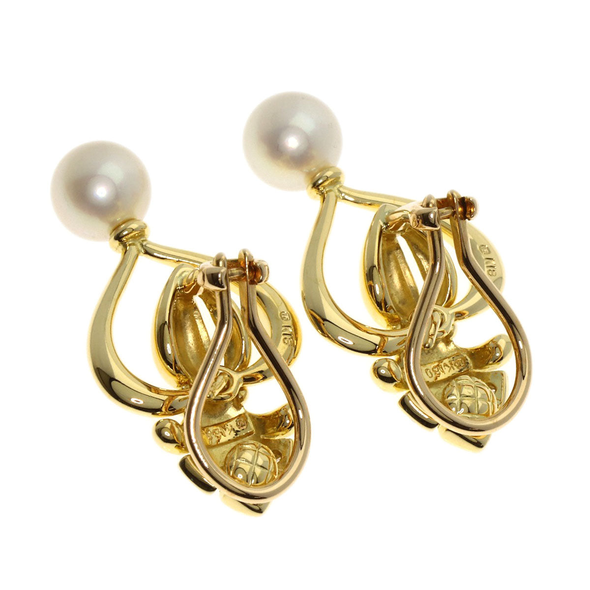 MIKIMOTO Diamond Pearl Pearl replacement charm included Earring K18 Yellow Gold Ladies [Used]