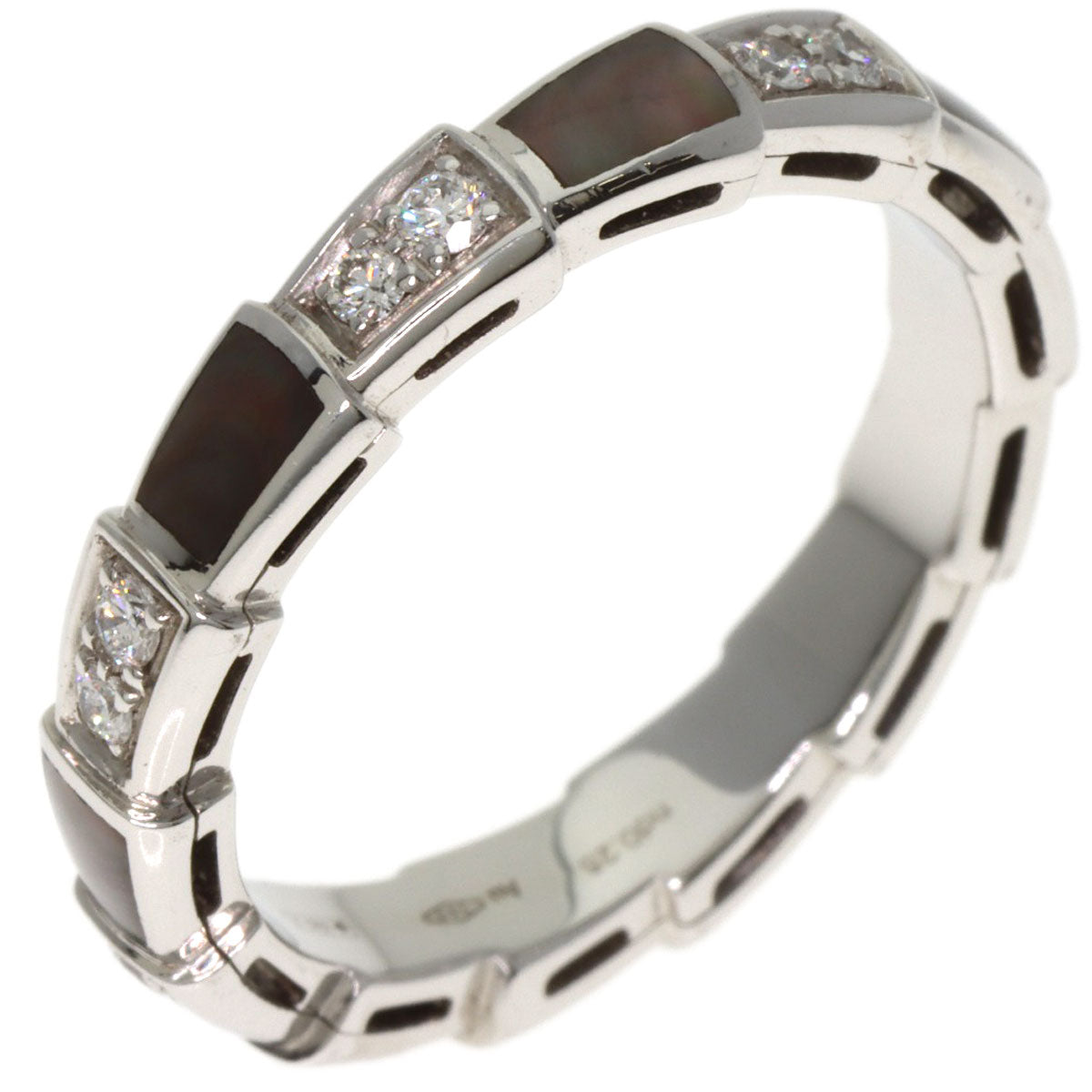 BVLGARI Serpenti Viper Shell Diamond #54 Ring K18 White Gold Ladies [Used]