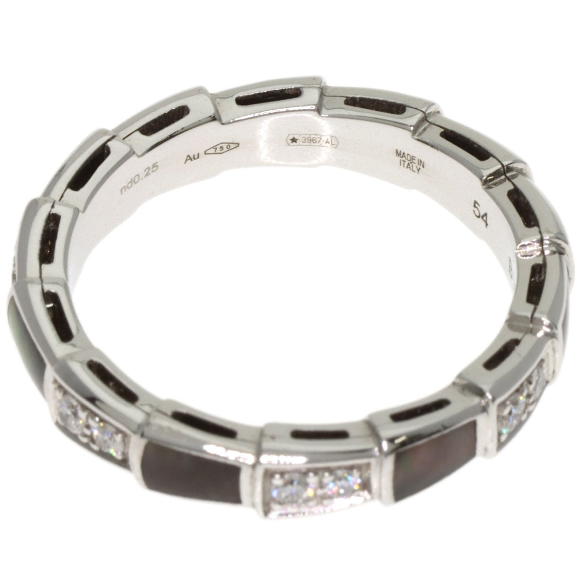 BVLGARI Serpenti Viper Shell Diamond #54 Ring K18 White Gold Ladies [Used]