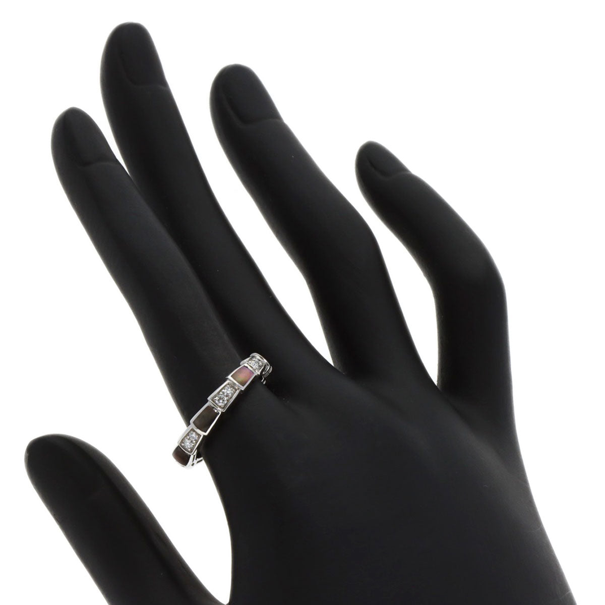 BVLGARI Serpenti Viper Shell Diamond #54 Ring K18 White Gold Ladies [Used]