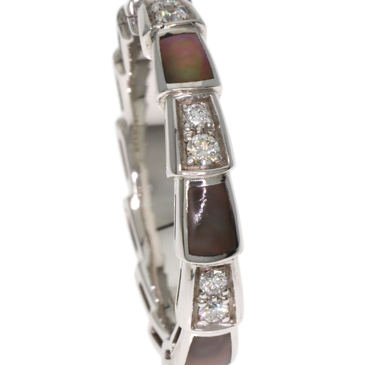 BVLGARI Serpenti Viper Shell Diamond #54 Ring K18 White Gold Ladies [Used]