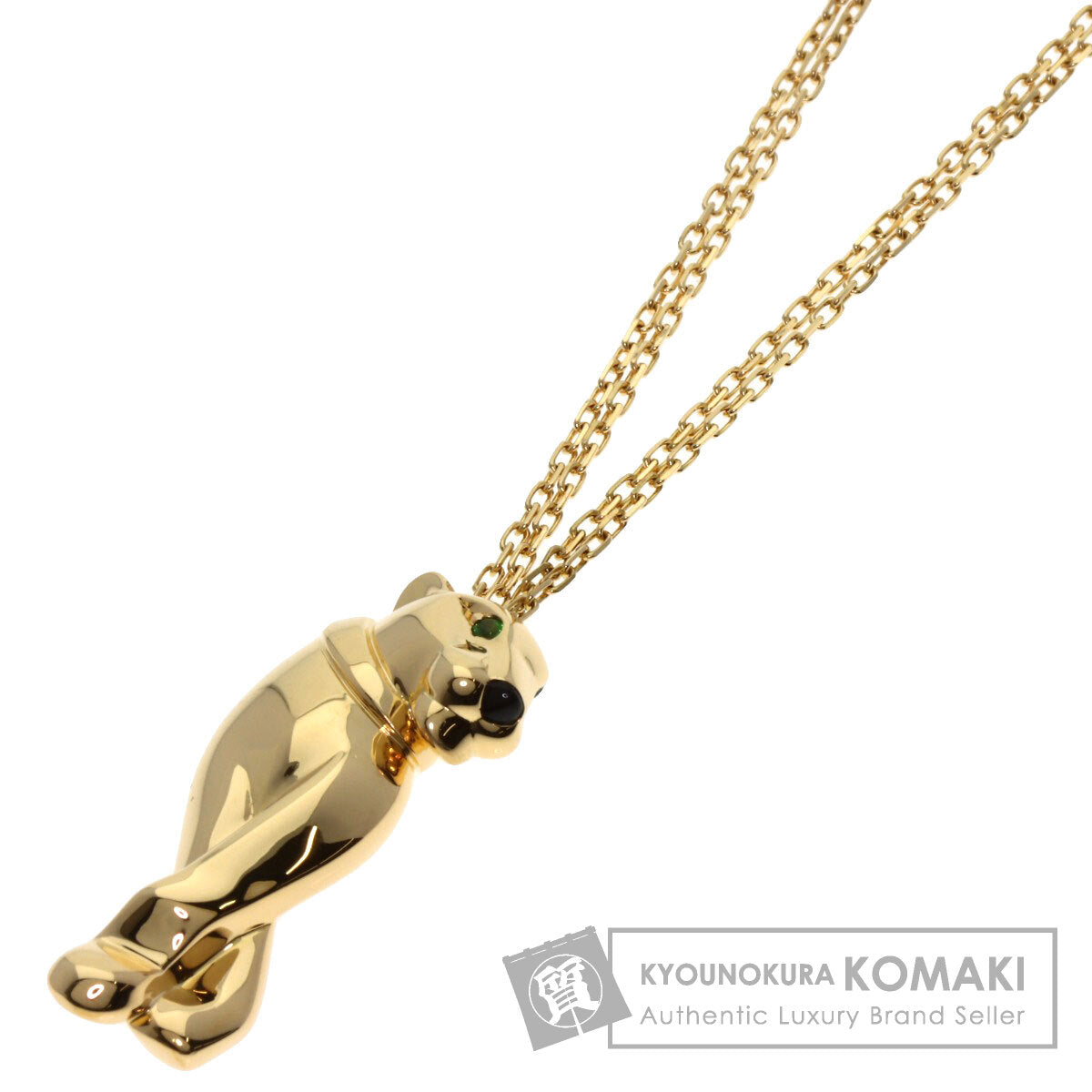 CARTIER PANTHERE Onyx Green Garnet Necklace K18 Yellow Gold Ladies [Used]