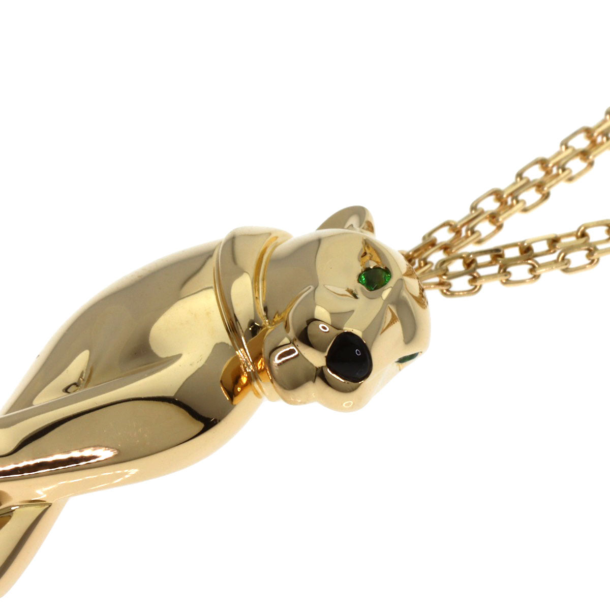 CARTIER PANTHERE Onyx Green Garnet Necklace K18 Yellow Gold Ladies [Used]