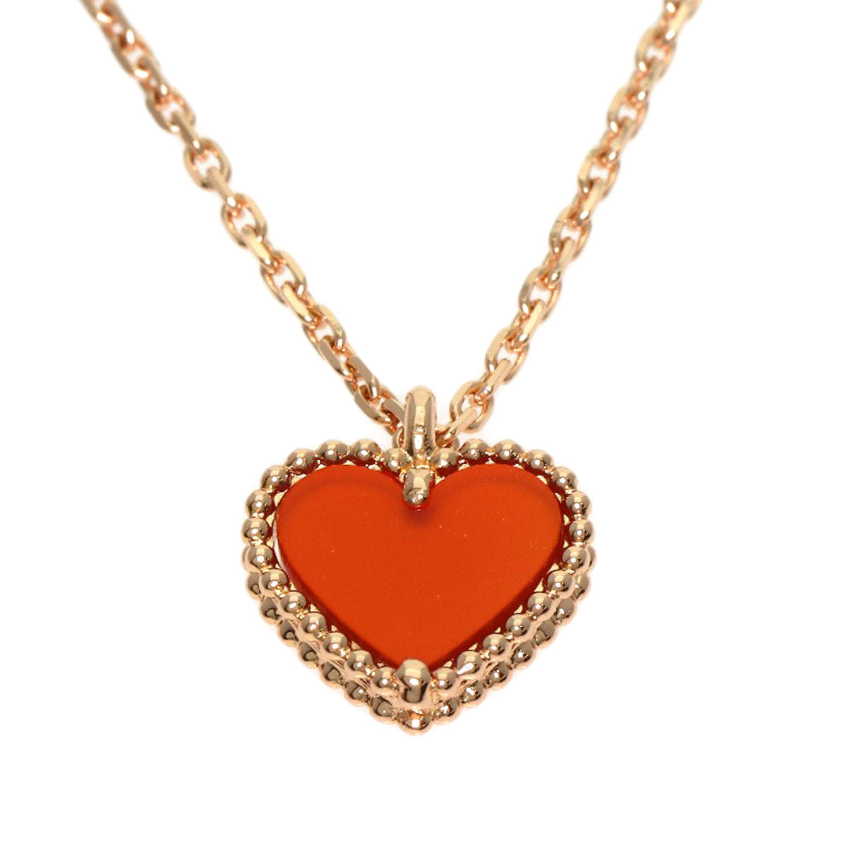 Van Cleef & Arpels Sweetheart Carnelian Necklace K18 Pink Gold Ladies [Used]