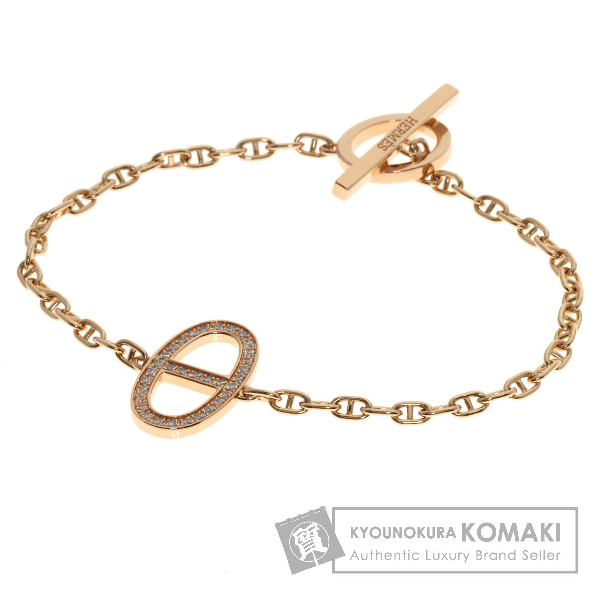 HERMES Chaine d'Ancre Contour Diamond SH Bracelet K18 Pink Gold Ladies [Used]