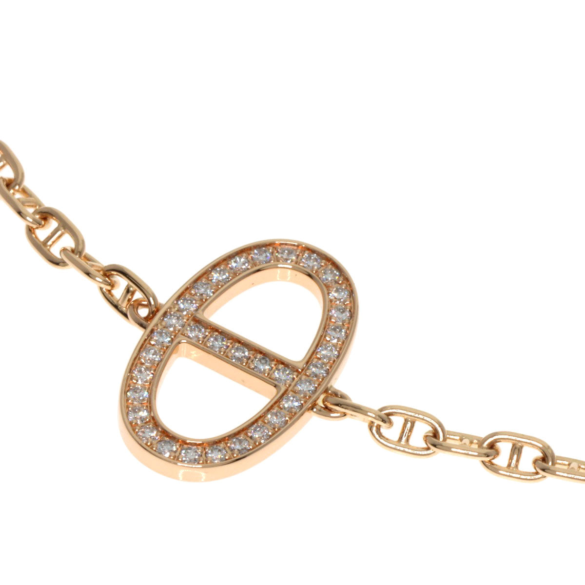 HERMES Chaine d'Ancre Contour Diamond SH Bracelet K18 Pink Gold Ladies [Used]