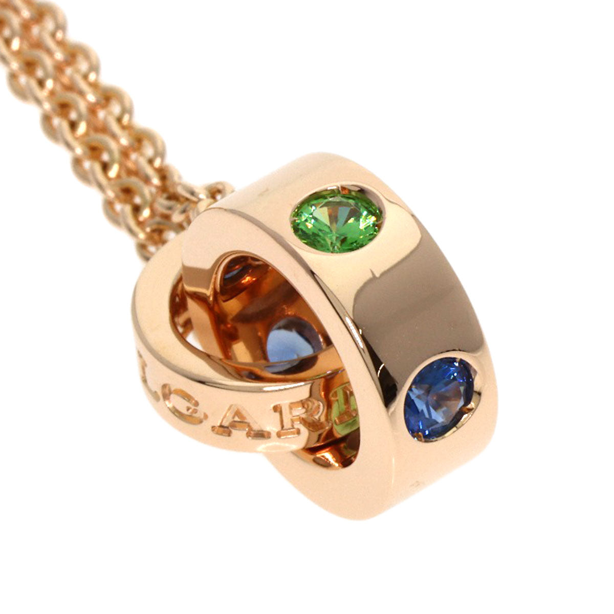 BVLGARI Roman Sorbet Sapphire Green Garnet Necklace K18 Pink Gold Ladies [Used]