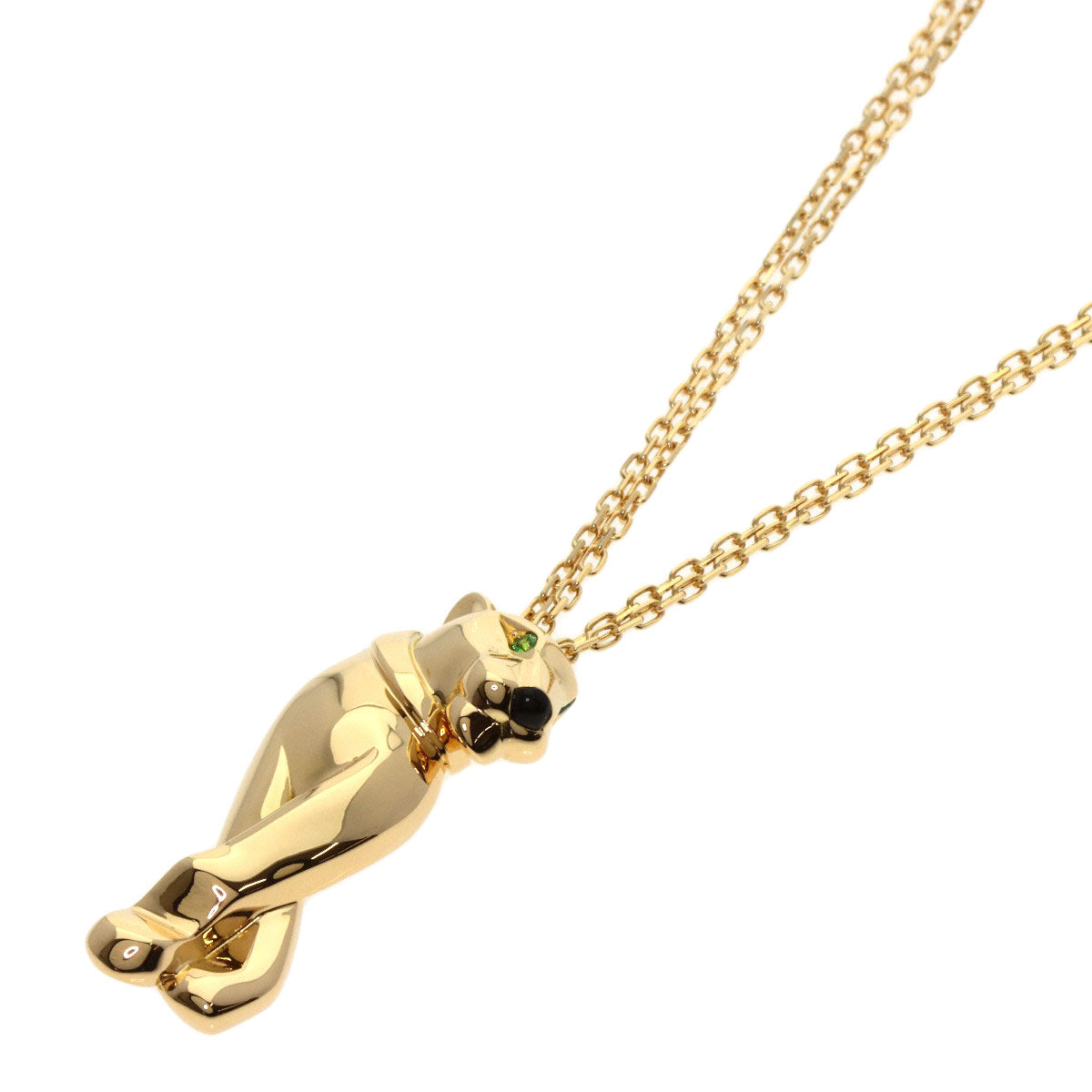 CARTIER PANTHERE Onyx Green Garnet Necklace K18 Yellow Gold Ladies [Used]