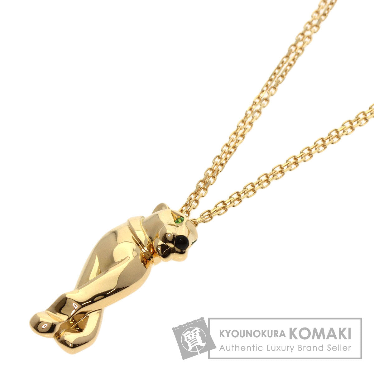 CARTIER PANTHERE Onyx Green Garnet Necklace K18 Yellow Gold Ladies [Used]
