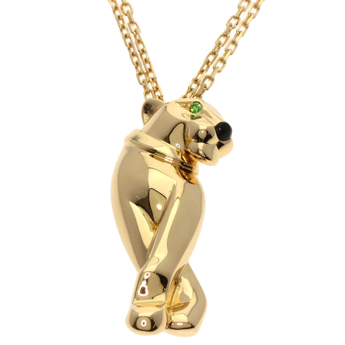 CARTIER PANTHERE Onyx Green Garnet Necklace K18 Yellow Gold Ladies [Used]