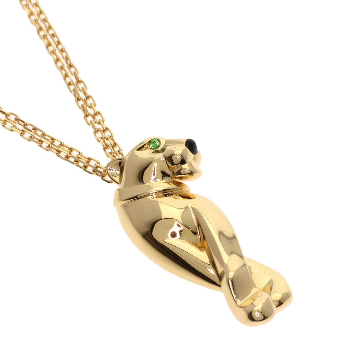 CARTIER PANTHERE Onyx Green Garnet Necklace K18 Yellow Gold Ladies [Used]