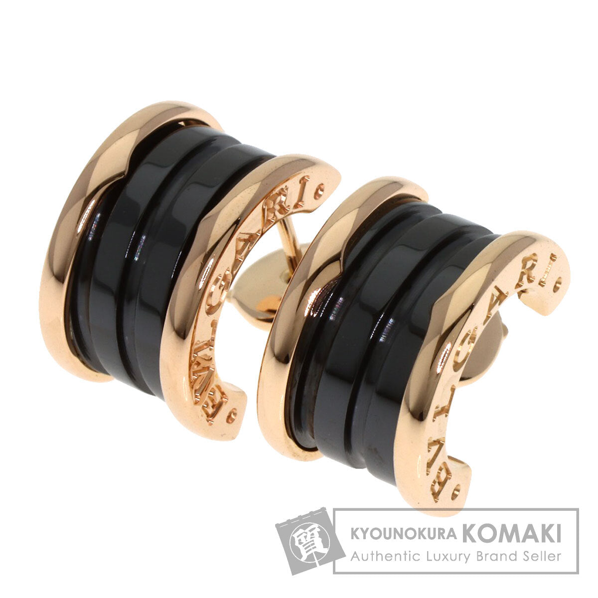BVLGARI B.zero1 Black ceramic earring K18 Pink Gold CeramicLadies [Used]