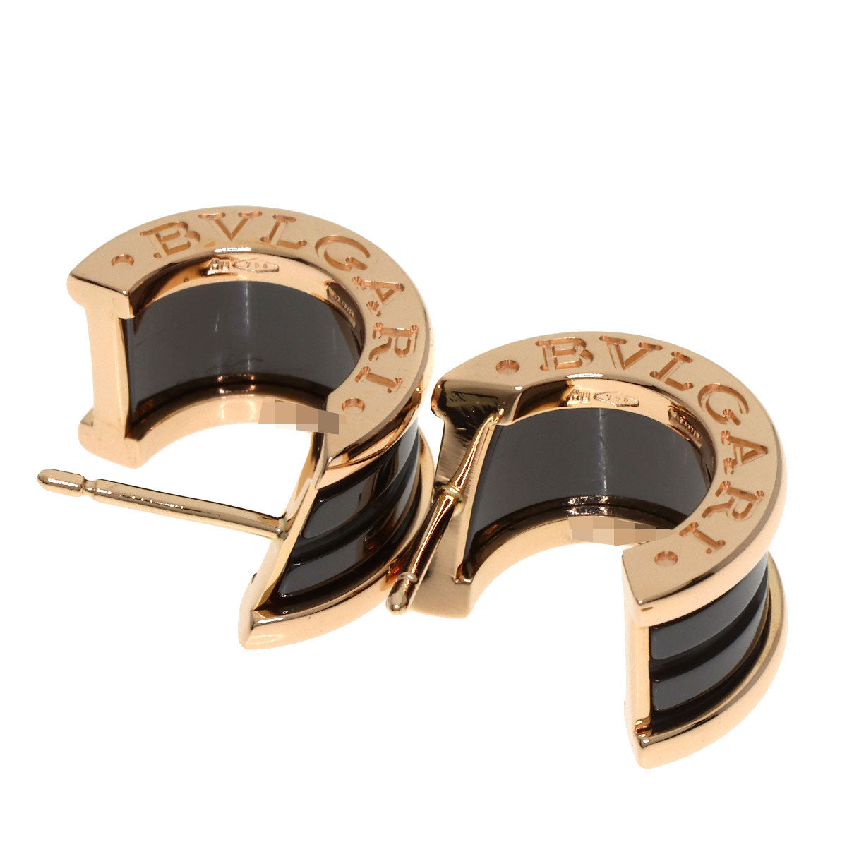 BVLGARI B.zero1 Black ceramic earring K18 Pink Gold CeramicLadies [Used]