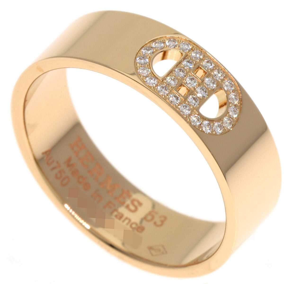 HERMES H Dunkle PM Diamond #53 Ring K18 Pink Gold Ladies [Used]