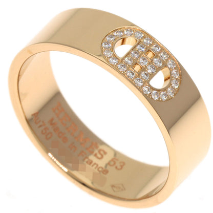 HERMES H Dunkle PM Diamond #53 Ring K18 Pink Gold Ladies [Used]